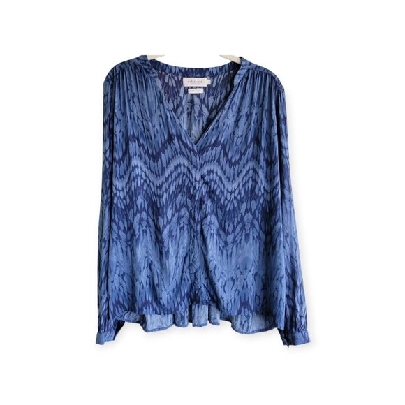Indi & Cold Tie dye effect print blouse in Indigo size L EUC 100% viscose - Picture 12 of 14